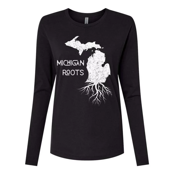 Great Lakes State Michigan Roots Yooper Native Michiganian Womens Cotton Relaxed Long Sleeve T-Shirt