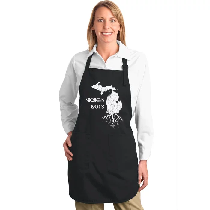 Great Lakes State Michigan Roots Yooper Native Michiganian Full-Length Apron With Pocket