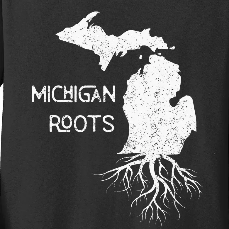 Great Lakes State Michigan Roots Yooper Native Michiganian Kids Long Sleeve Shirt