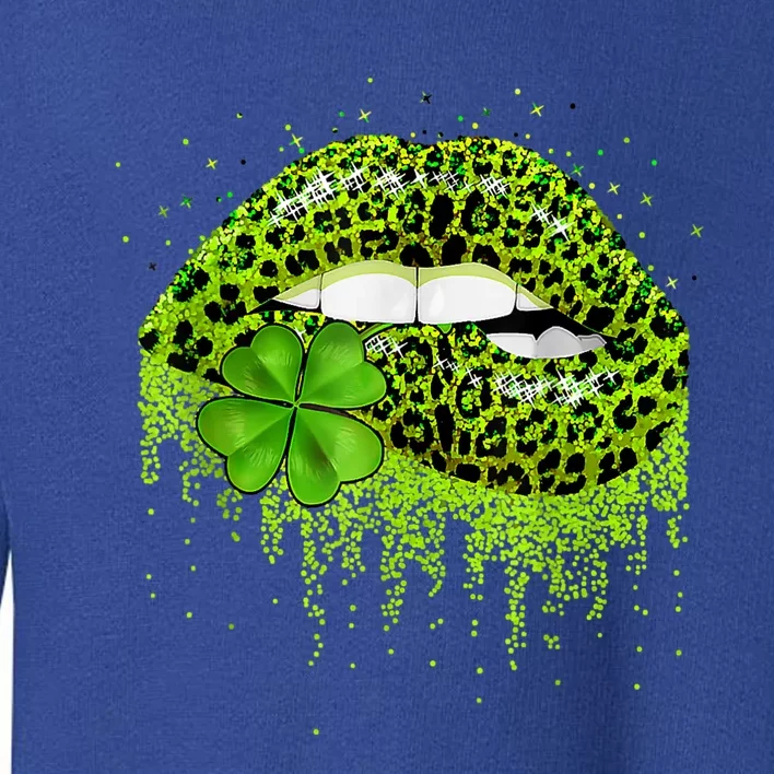 Green Lips Sexy Irish Leopard Shamrock St Patricks Day Toddler Sweatshirt