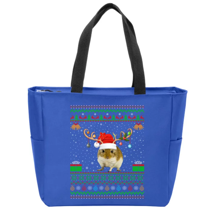 Gerbil Lover Santa Hat Matching Ugly Gerbil Christmas Meaningful Gift Zip Tote Bag