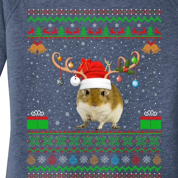 Gerbil Lover Santa Hat Matching Ugly Gerbil Christmas Meaningful Gift Women's Perfect Tri Tunic Long Sleeve Shirt