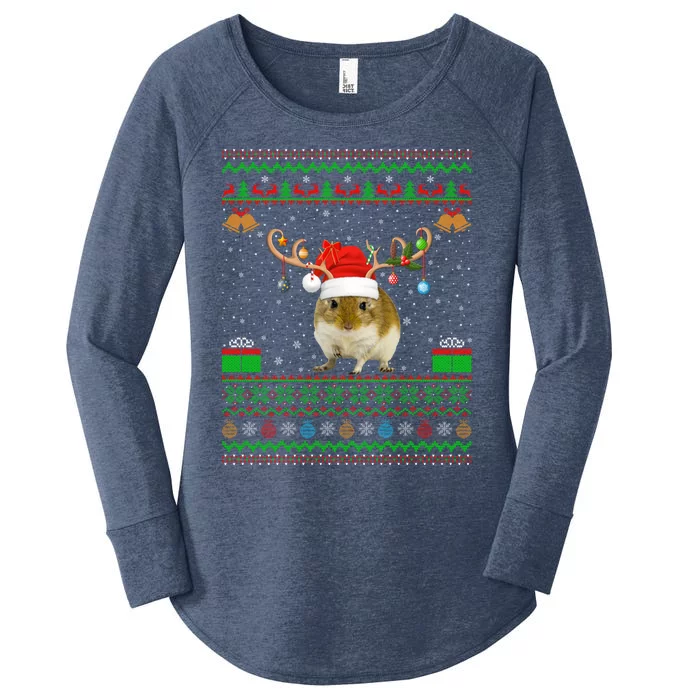 Gerbil Lover Santa Hat Matching Ugly Gerbil Christmas Meaningful Gift Women's Perfect Tri Tunic Long Sleeve Shirt