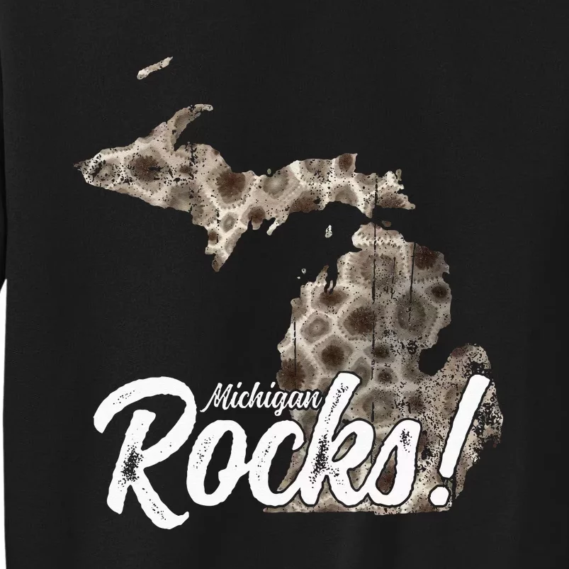 Great Lakes Shaped Men Women Petoskey Stone Michigan Rocks Sweatshirt