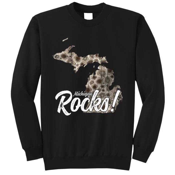 Great Lakes Shaped Men Women Petoskey Stone Michigan Rocks Sweatshirt