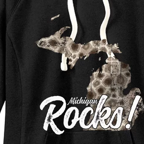 Great Lakes Shaped Men Women Petoskey Stone Michigan Rocks Women's Fleece Hoodie