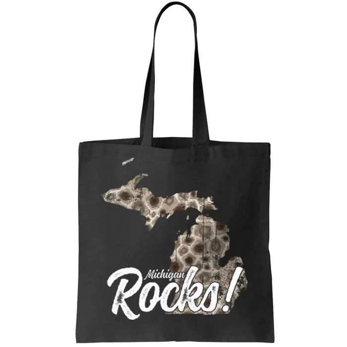 Great Lakes Shaped Men Women Petoskey Stone Michigan Rocks Tote Bag