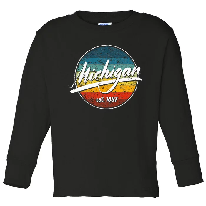 Great Lakes State Michigan Yooper Michiganian Vacation Toddler Long Sleeve Shirt