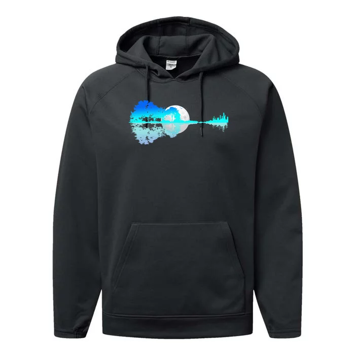 Guitar Lake Shadow Love Guitar Music For Musician Men Band Performance Fleece Hoodie