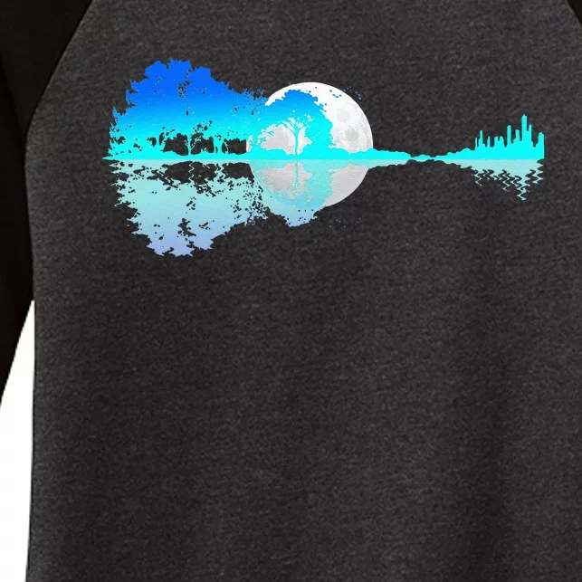 Guitar Lake Shadow Love Guitar Music For Musician Men Band Women's Tri-Blend 3/4-Sleeve Raglan Shirt