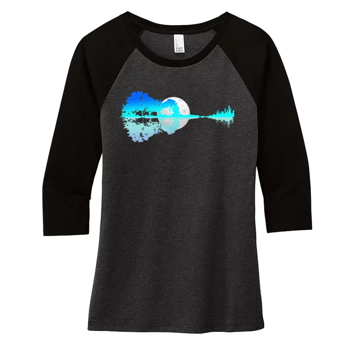 Guitar Lake Shadow Love Guitar Music For Musician Men Band Women's Tri-Blend 3/4-Sleeve Raglan Shirt