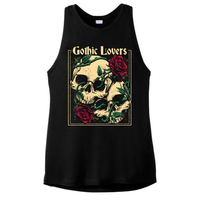 Gothic Lovers Skull And Rose Ladies Tri-Blend Wicking Tank