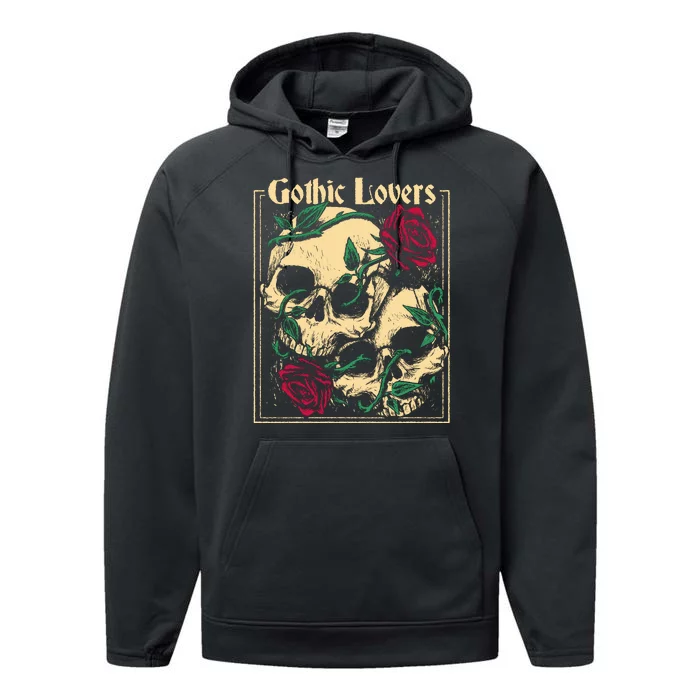 Gothic Lovers Skull And Rose Performance Fleece Hoodie