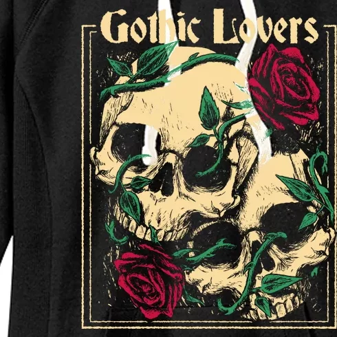 Gothic Lovers Skull And Rose Women's Fleece Hoodie