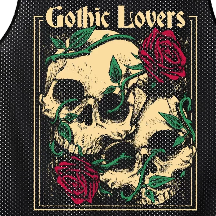 Gothic Lovers Skull And Rose Mesh Reversible Basketball Jersey Tank