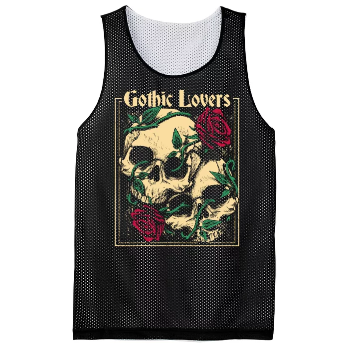 Gothic Lovers Skull And Rose Mesh Reversible Basketball Jersey Tank