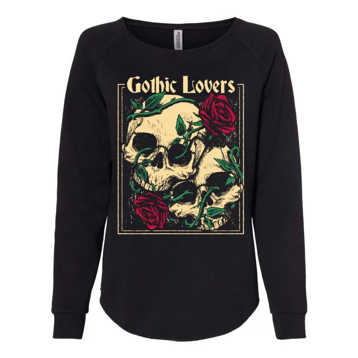 Gothic Lovers Skull And Rose Womens California Wash Sweatshirt