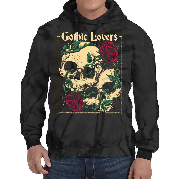 Gothic Lovers Skull And Rose Tie Dye Hoodie