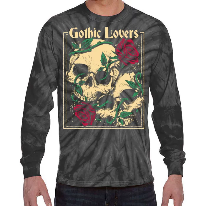 Gothic Lovers Skull And Rose Tie-Dye Long Sleeve Shirt