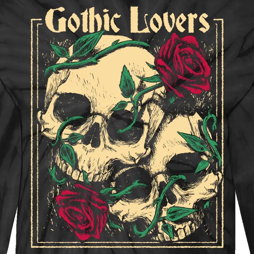 Gothic Lovers Skull And Rose Tie-Dye Long Sleeve Shirt