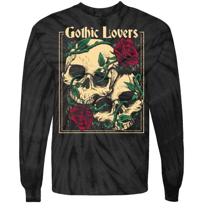 Gothic Lovers Skull And Rose Tie-Dye Long Sleeve Shirt