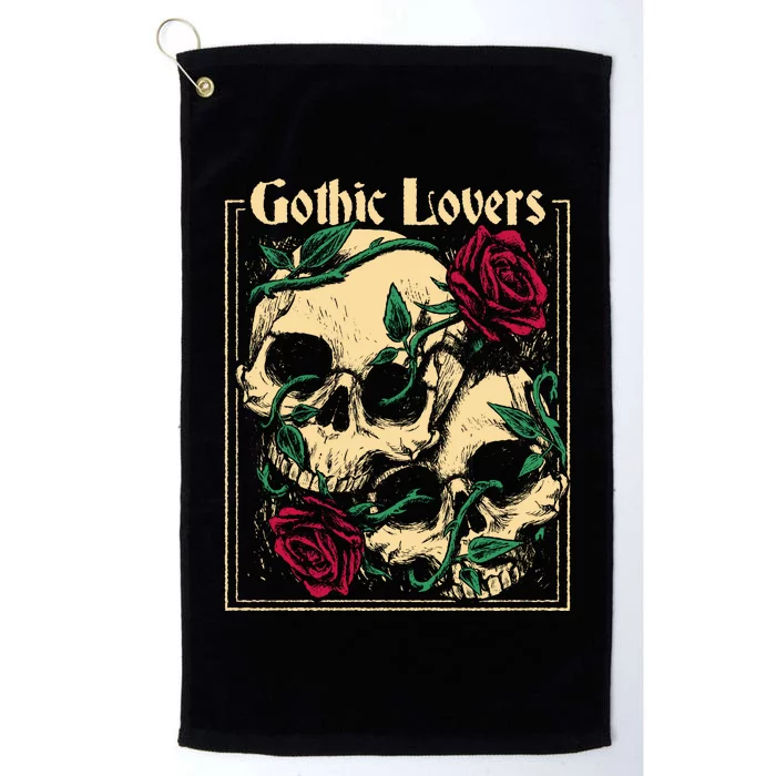 Gothic Lovers Skull And Rose Platinum Collection Golf Towel