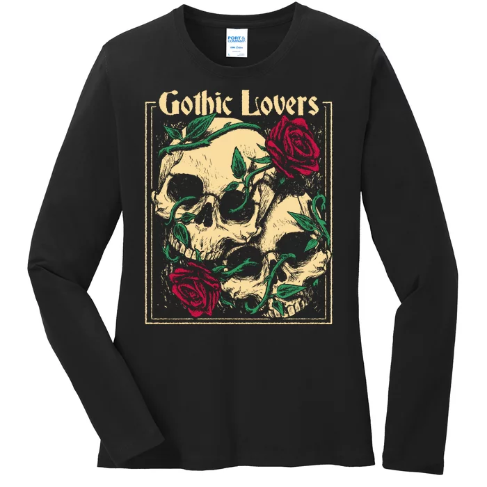 Gothic Lovers Skull And Rose Ladies Long Sleeve Shirt