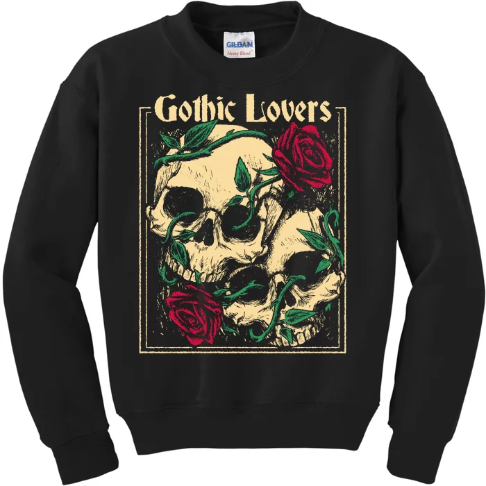 Gothic Lovers Skull And Rose Kids Sweatshirt