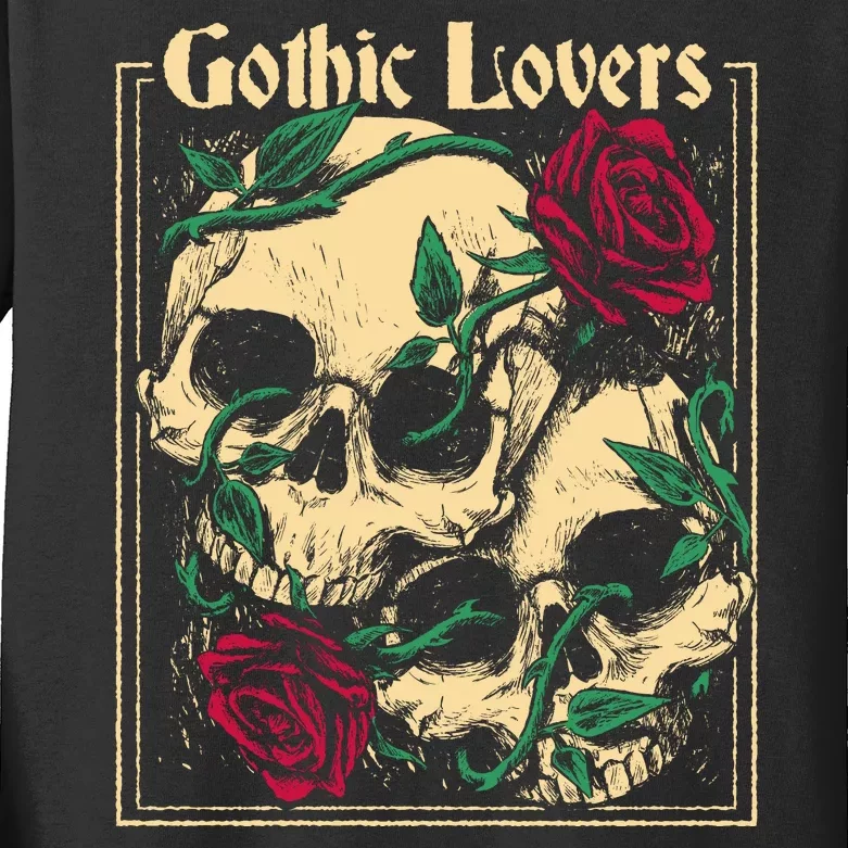 Gothic Lovers Skull And Rose Kids Long Sleeve Shirt