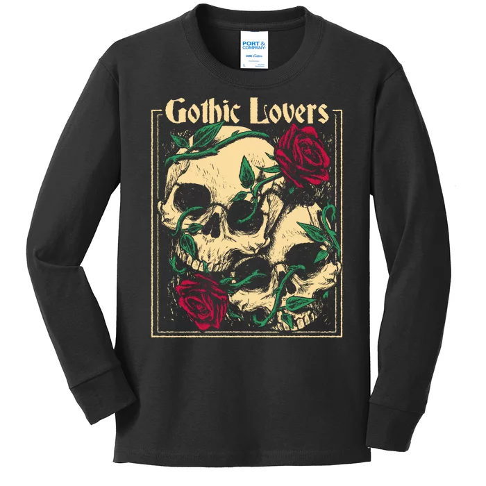 Gothic Lovers Skull And Rose Kids Long Sleeve Shirt