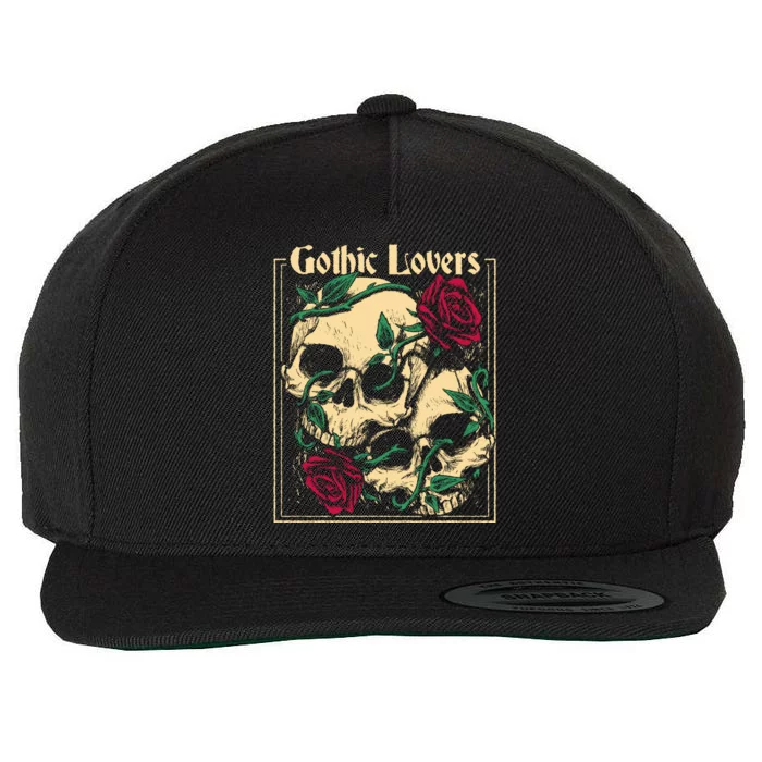 Gothic Lovers Skull And Rose Wool Snapback Cap