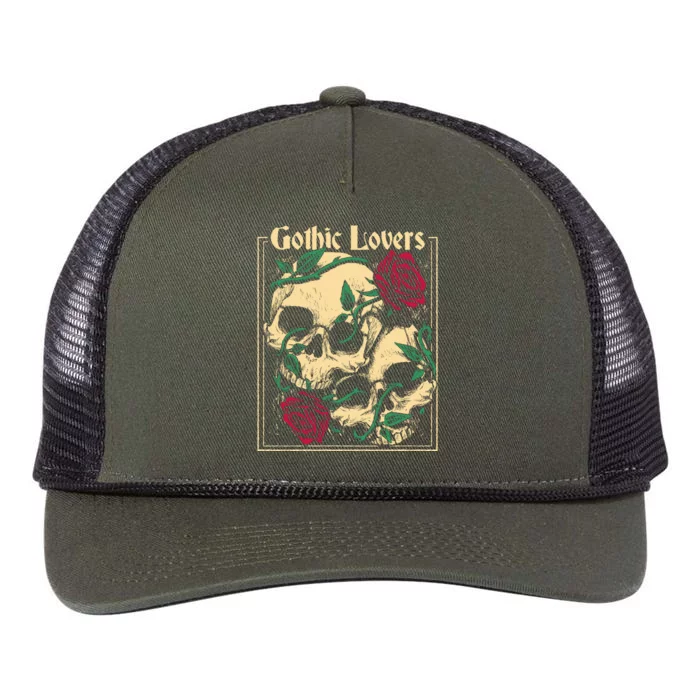 Gothic Lovers Skull And Rose Retro Rope Trucker Hat Cap