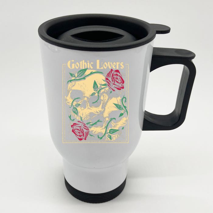 Gothic Lovers Skull And Rose Front & Back Stainless Steel Travel Mug