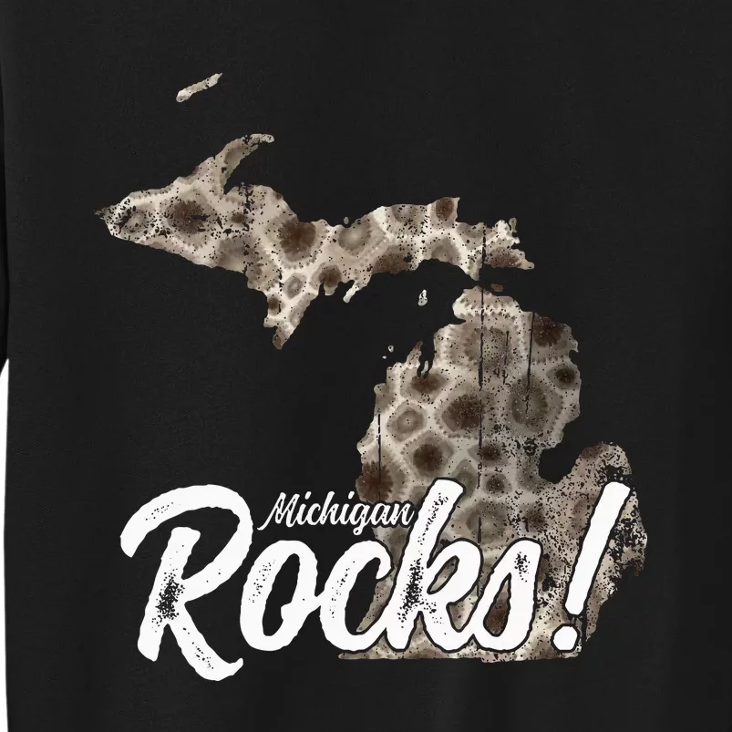 Great Lakes Shaped Wo Petoskey Stone Michigan Rocks Sweatshirt