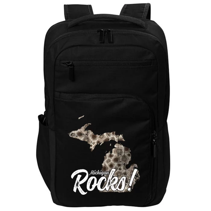 Great Lakes Shaped Wo Petoskey Stone Michigan Rocks Impact Tech Backpack