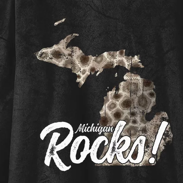 Great Lakes Shaped Wo Petoskey Stone Michigan Rocks Hooded Wearable Blanket