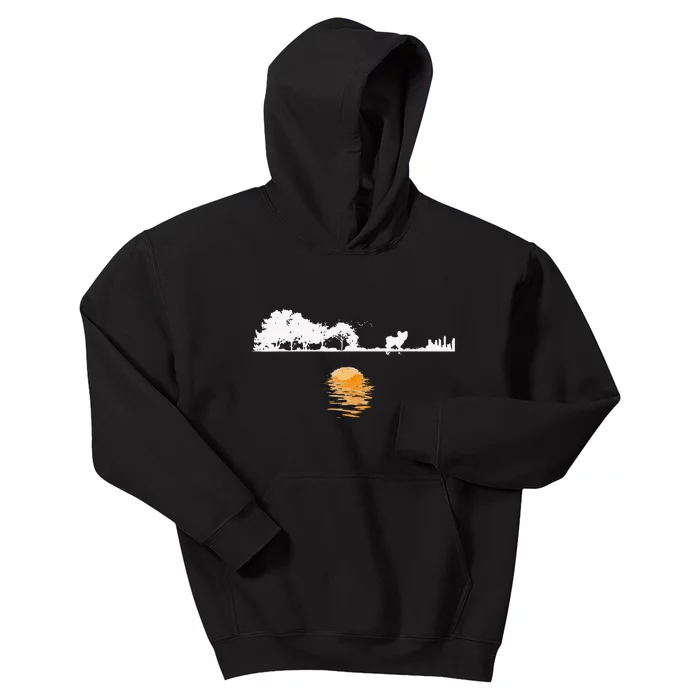 Guitar Lake Shadow Lover Gift Papillion Dog Funny Kids Hoodie