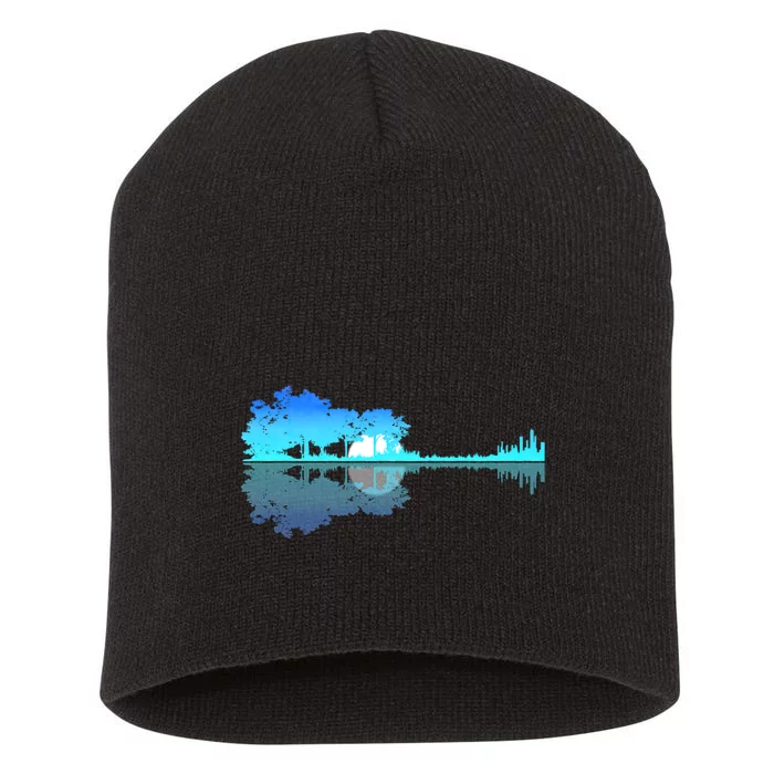 Guitar Lake Shadow Love Guitar Musician Short Acrylic Beanie