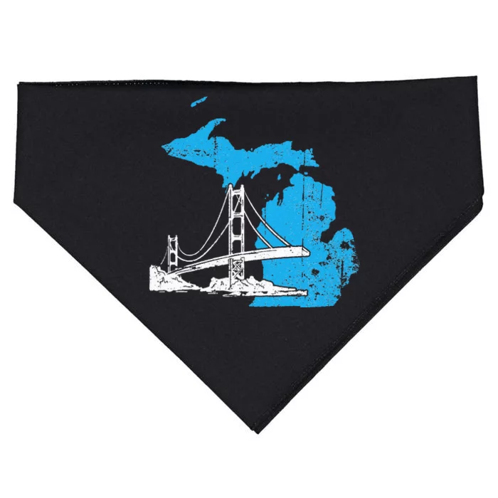 Great Lakes Shaped  Summer Michigan Mackinac Bridge USA-Made Doggie Bandana