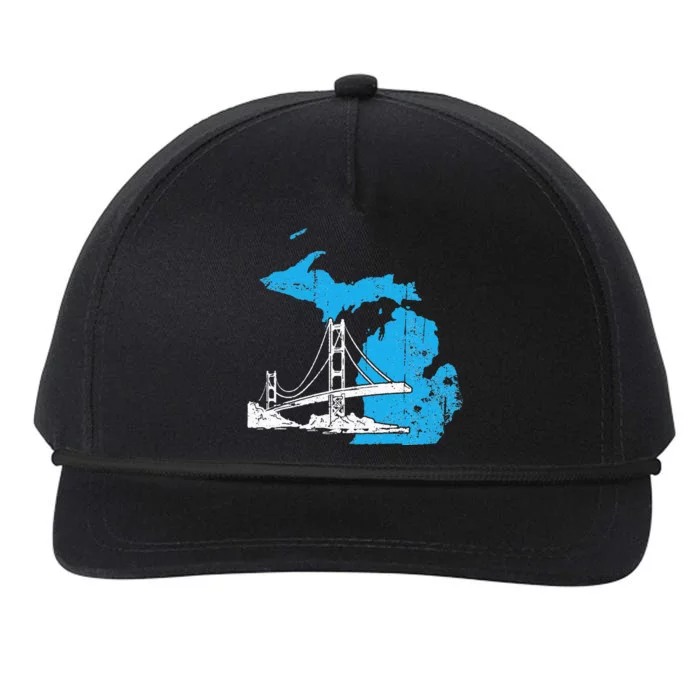 Great Lakes Shaped  Summer Michigan Mackinac Bridge Snapback Five-Panel Rope Hat