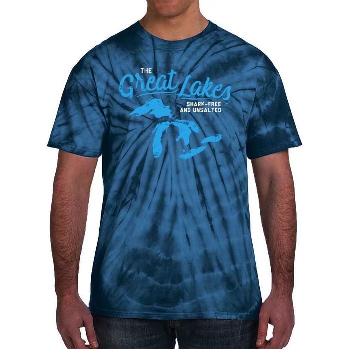 Great Lakes Shark Free And Unsalted Summer Vacation Lake Tie-Dye T-Shirt