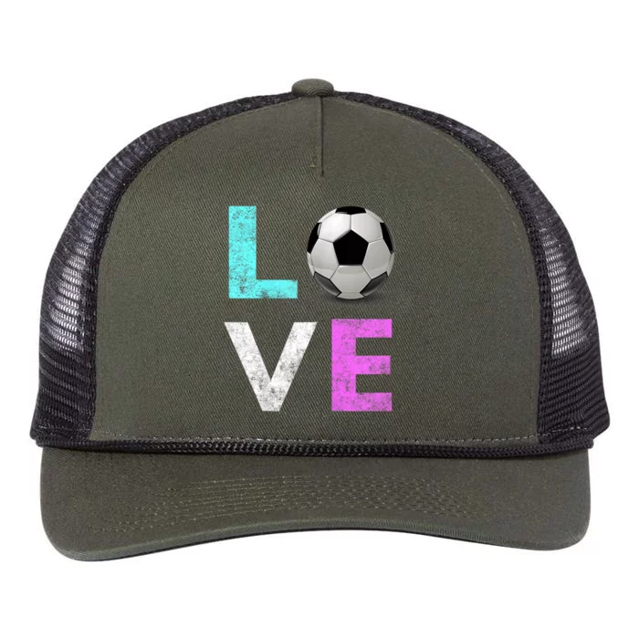 Girls Love Soccer Best Fun Birthday Gift Retro Rope Trucker Hat Cap