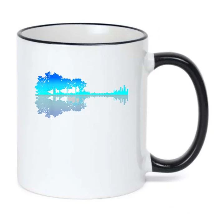 Guitar Lake Shadow Love Guitar Musician Black Color Changing Mug