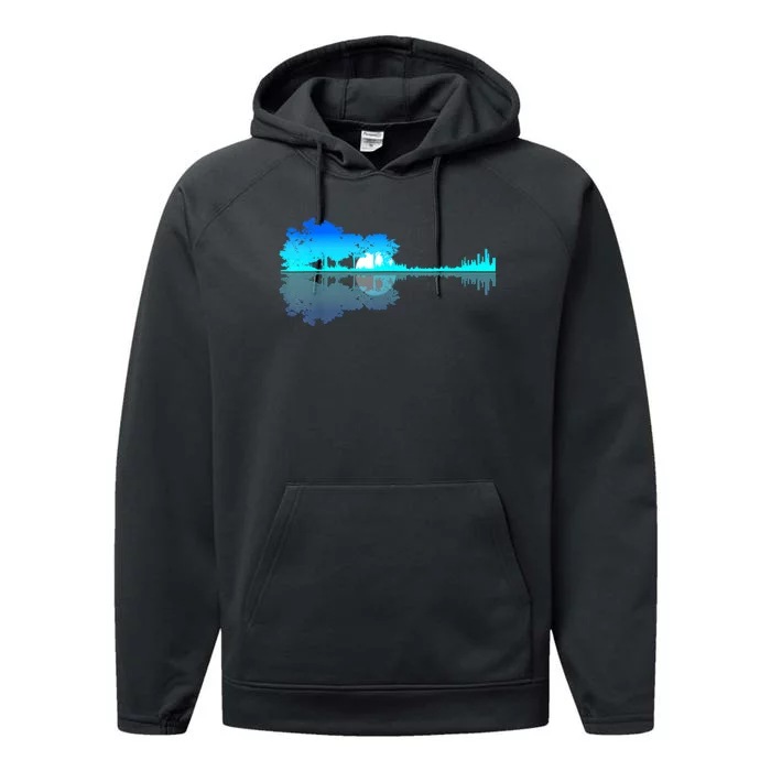 Guitar Lake Shadow Love Guitar Musician Performance Fleece Hoodie