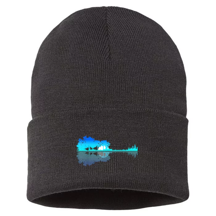 Guitar Lake Shadow Love Guitar Musician Sustainable Knit Beanie