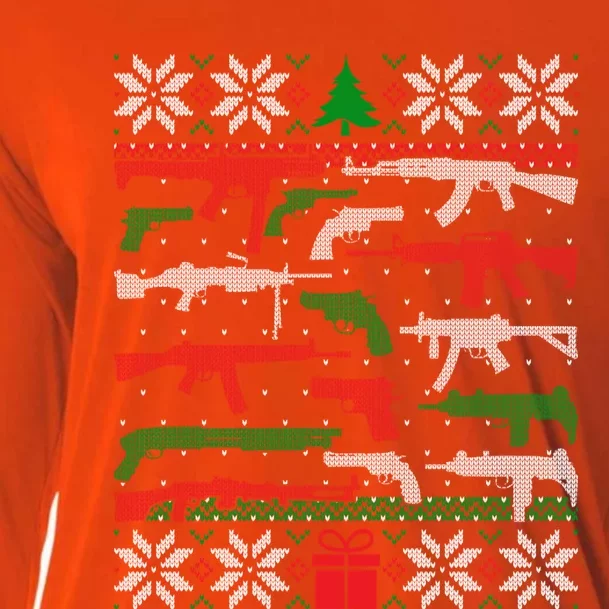 Gun Lover Second Adt Ugly Christmas Gun Enthusiast Gift Cooling Performance Long Sleeve Crew