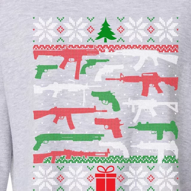 Gun Lover Second Adt Ugly Christmas Gun Enthusiast Gift Cropped Pullover Crew