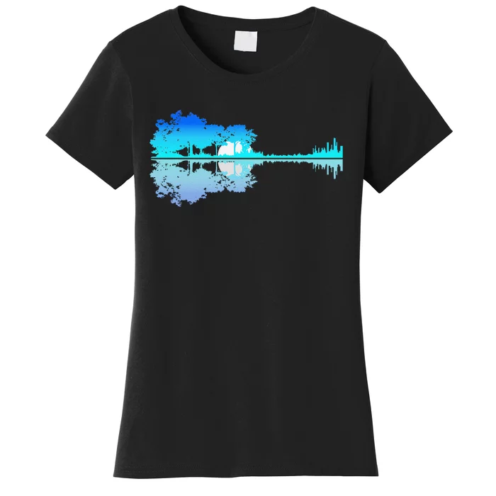 Guitar Lake Shadow Love Guitar Musician Women's T-Shirt