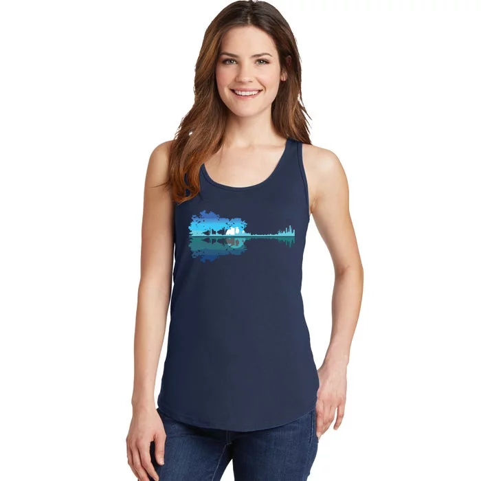 Guitar Lake Shadow Love Guitar Musician Ladies Essential Tank