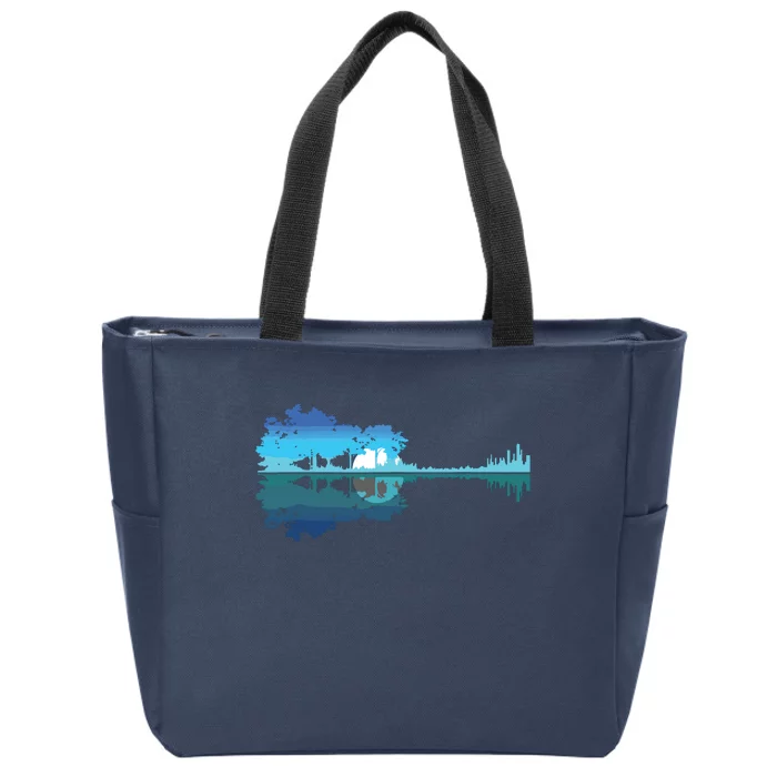 Guitar Lake Shadow Love Guitar Musician Zip Tote Bag